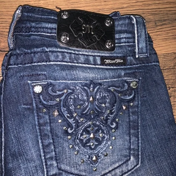 Miss Me Bootcut Jeans Women Size 27 Bling Rhinestone - Picture 3 of 6